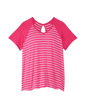 Tessie Split-Back Tee | Magenta / White