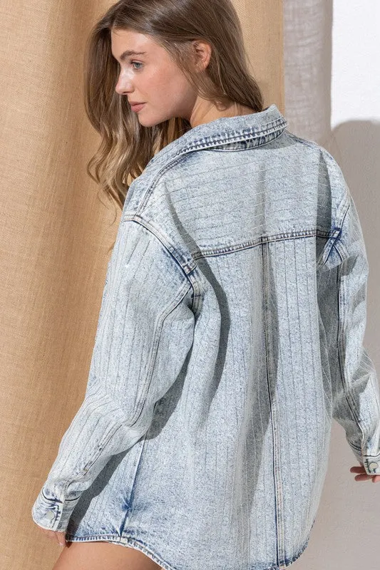 The Taylor Sparkle Stone Stripe Denim Jacket