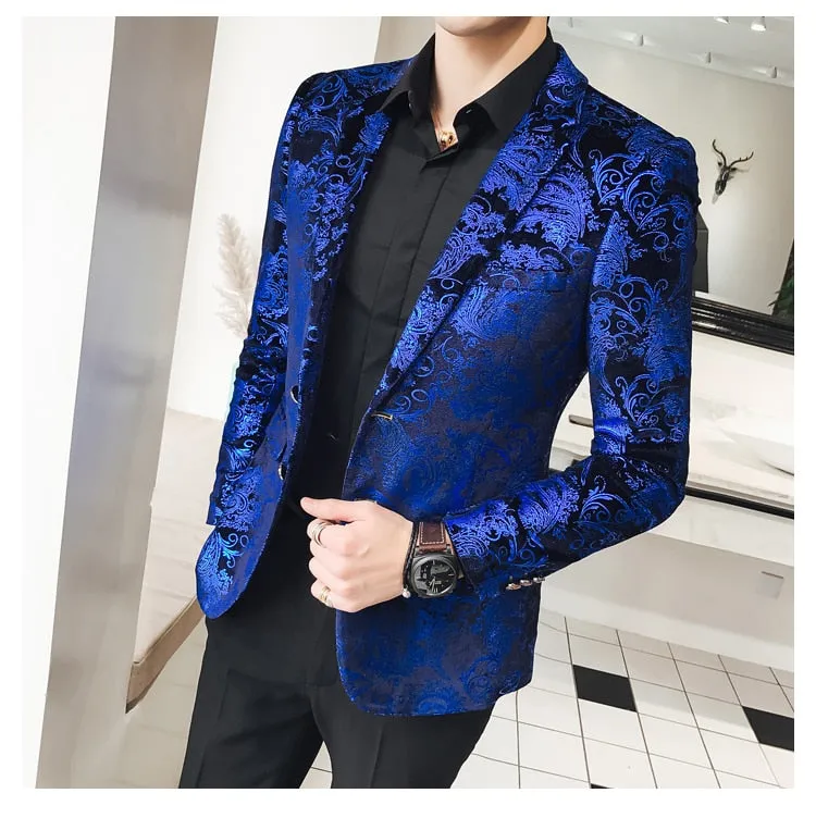 Velvet Luxury Paisley Floral Pattern Fancy Blazer