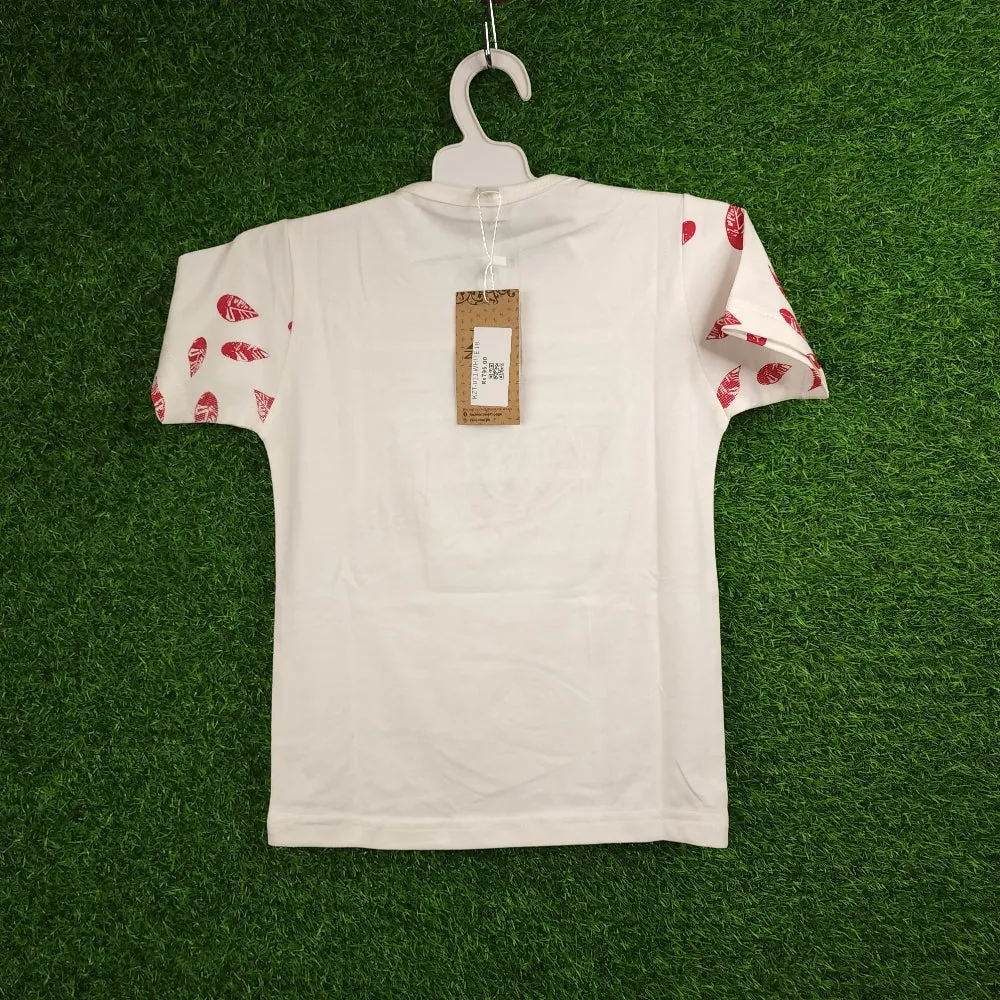 White leaf Pattern kids T Shirt