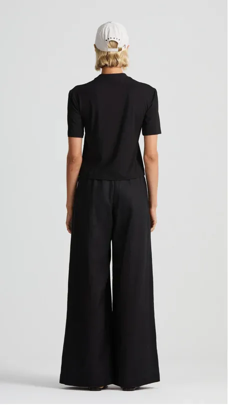 WS Essential Wide Leg Linen Pant Black